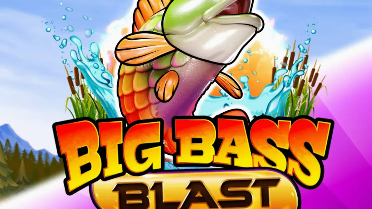 Tampilan layar permainan slot Big Bass Blast dengan tema futuristik dan elemen memancing.